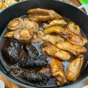 【加熱即食 自製盤菜】即食海味套餐 花膠遼參鮑魚扣鵝掌 (4人前)